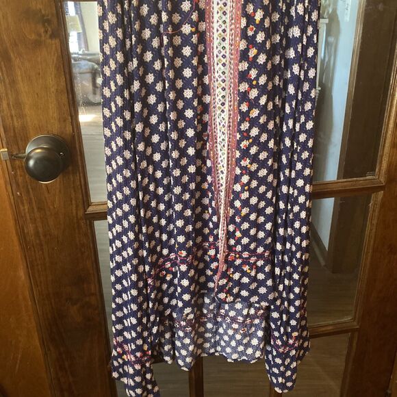 Sundance Women's Aztec Print Rayon Embroidered Sleeveless Midi Dress Blue Large - Picture 3 of 7